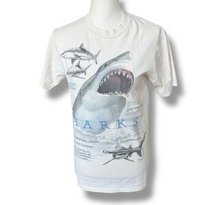 Vtg 90s Sherry’s Best cream great white Shark hammerhead Graphic T-Shirt small